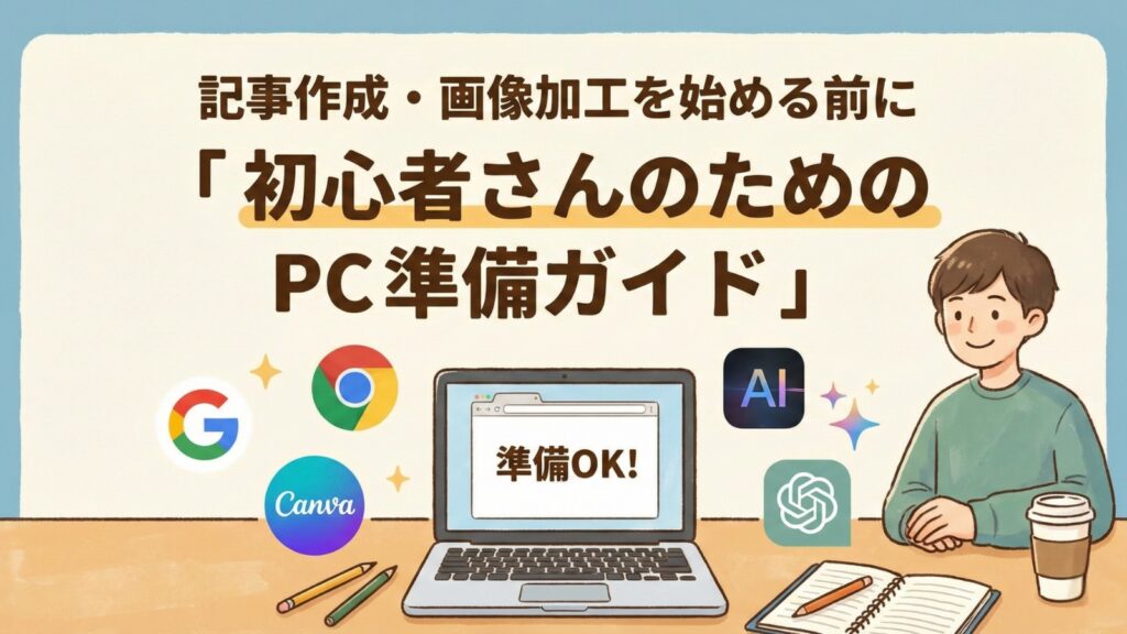 記事作成・画像加工を始める前の初心者向けPC準備ガイドのアイキャッチ画像