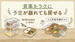 食事をラクにするためのミニ弁当冷凍と作り置きのイメージ