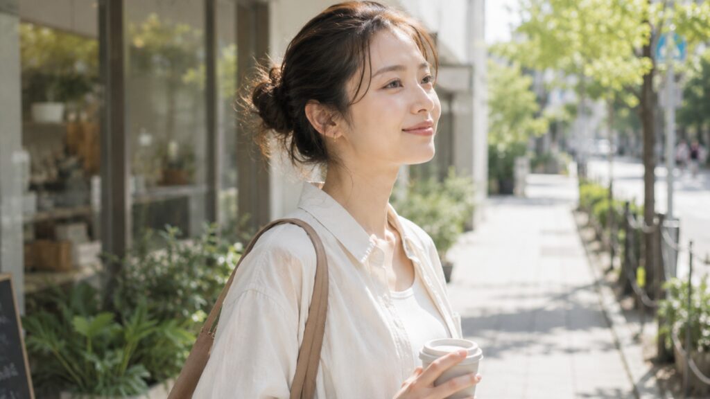 生え際を自然に整えて垢抜けた印象になった女性のライフスタイルイメージ