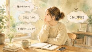 深く考える人ほど苦しい理由を表現した朝の窓辺とノートの水彩イラスト