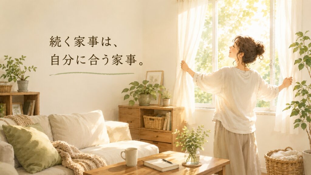 自分に合う家事スタイルで心地よく暮らすイメージイラスト