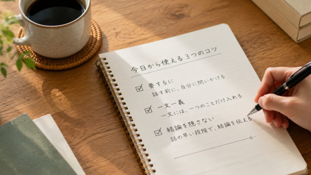 伝え方のポイントをチェックリストで整理するノート