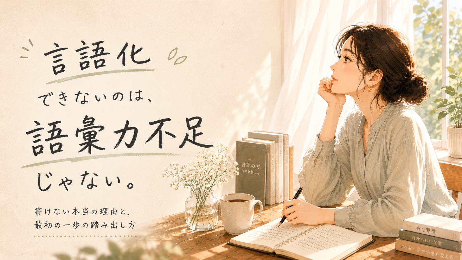 言語化できないのは語彙力不足ではないことをやさしく解説する記事のアイキャッチ