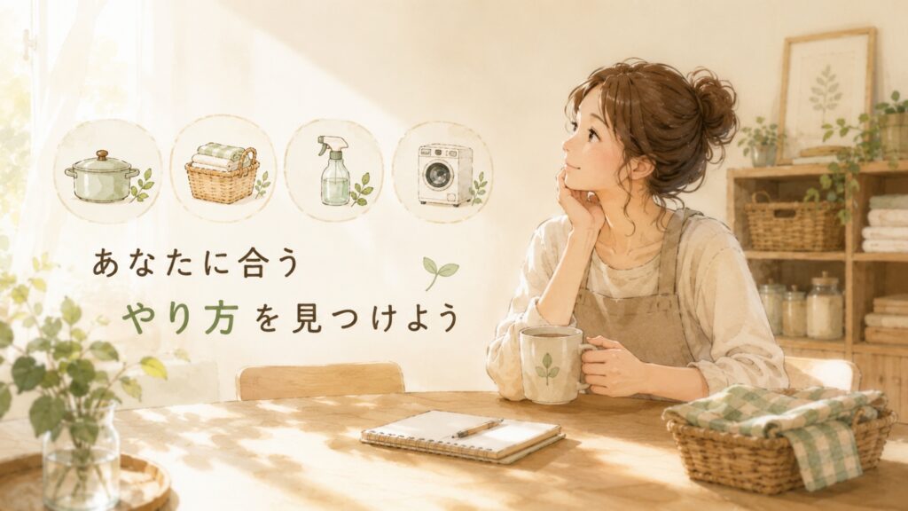 時短家事の正解を探す女性。自分に合うやり方を見つけるためのライフスタイル提案