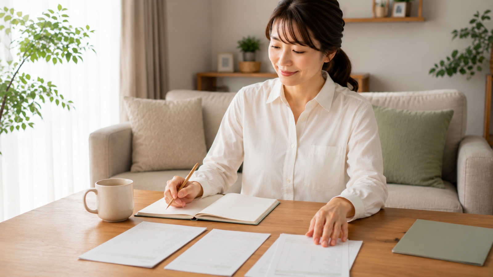 家計のお金の流れを3つに分けて確認する様子