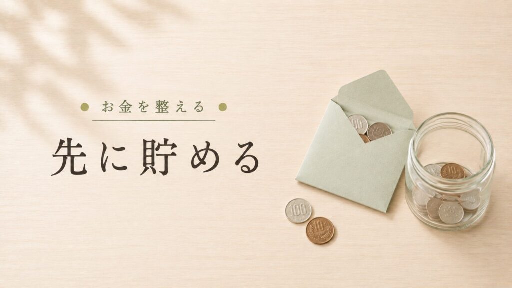先取り貯金で先にお金を取り分ける封筒と貯金瓶