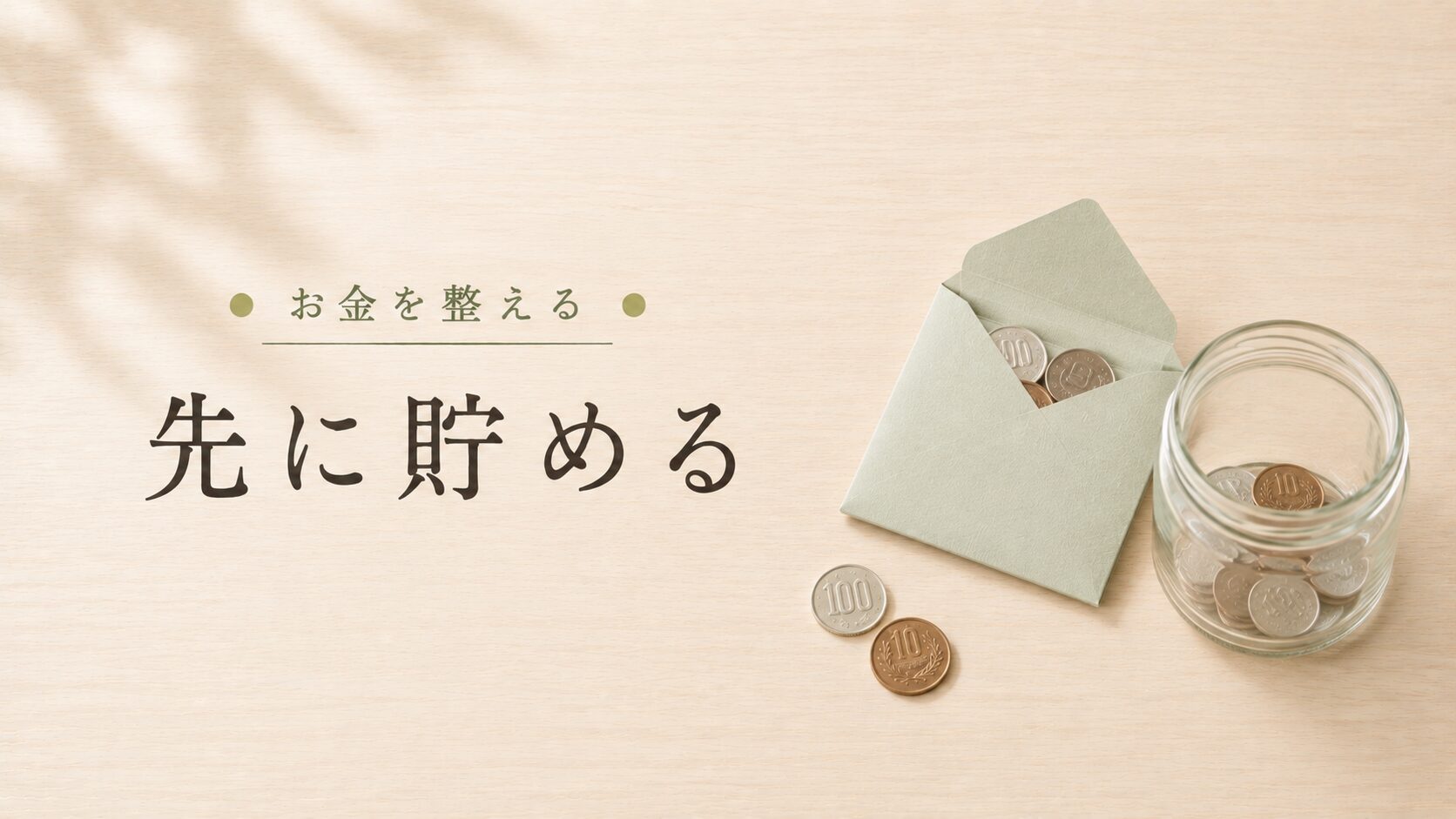 先取り貯金で先にお金を取り分ける封筒と貯金瓶