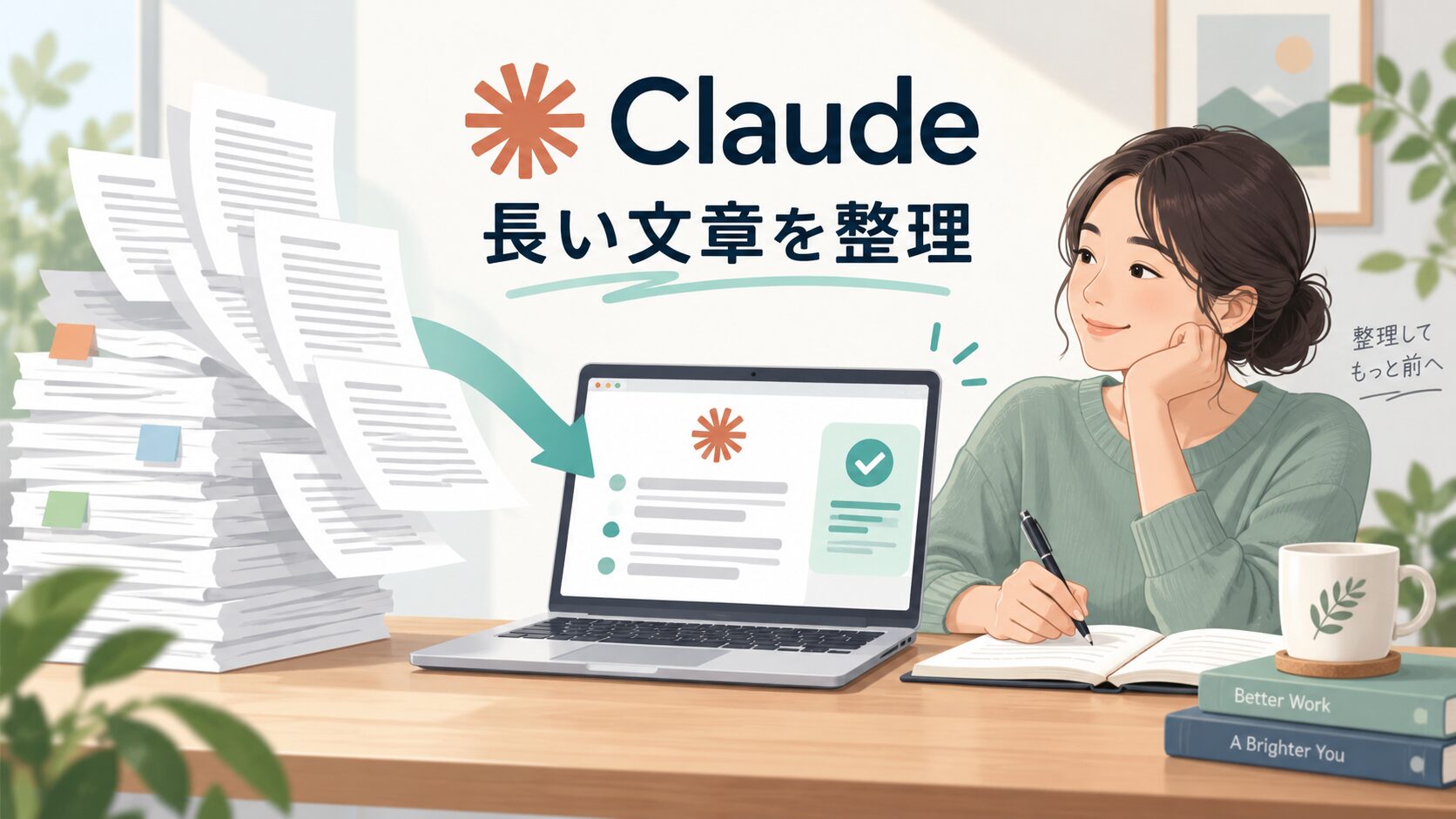 Claudeで長い文章を整理する説明イラスト