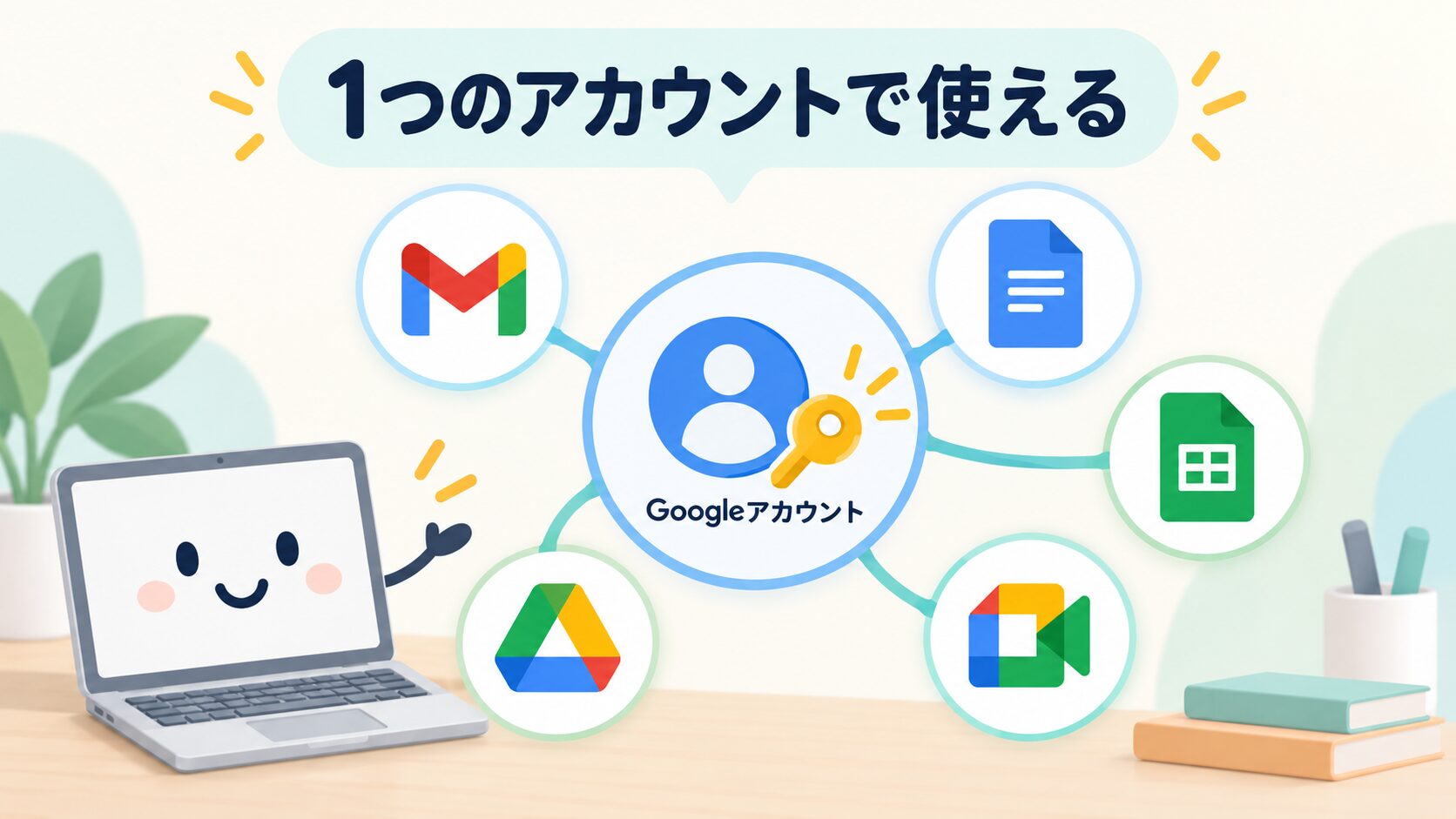 Googleアカウントで使える基本ツールの説明イラスト